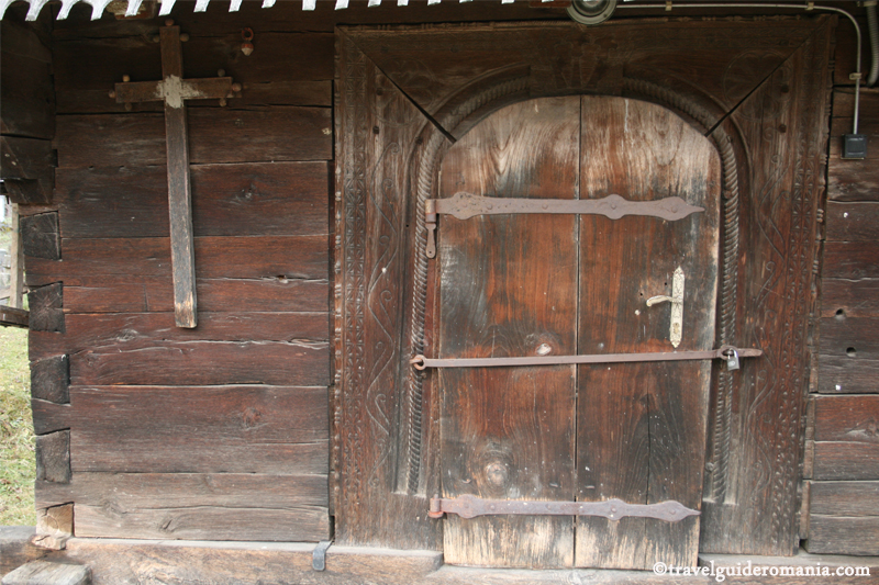 Entrance door at Mierag wooden church