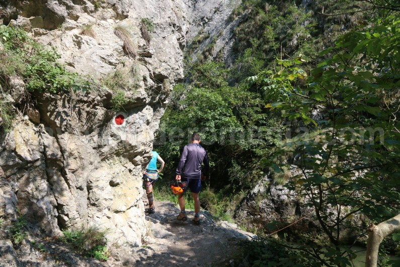 Tourist marker in Turzii Gorge - Trascau Mountains
