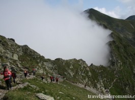 Trekking in Fagaras Mountains main ridge in Fagaras mountains