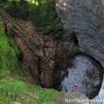 First pit of Bortig pothole – second largest underground glacier in Romania